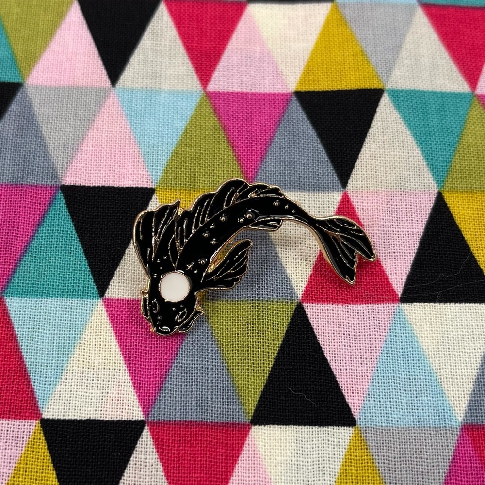 Black Koi Fish Soft Enamel Pin - Lapel Brooch